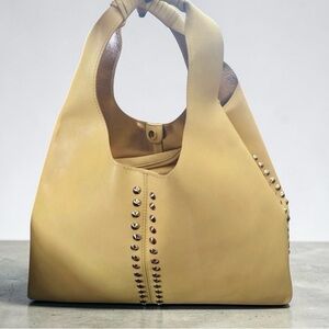 Chic Gianni Bini Yellow Faux Leather Studded Hobo Bag